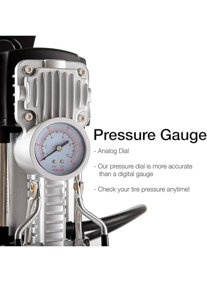 منفاخ هواء 2 سلندر جبار للسيارات يعمل بجهد 12 فولت ضاغط هواء محمول عالي الضغط للنفخ السريع - Image 4